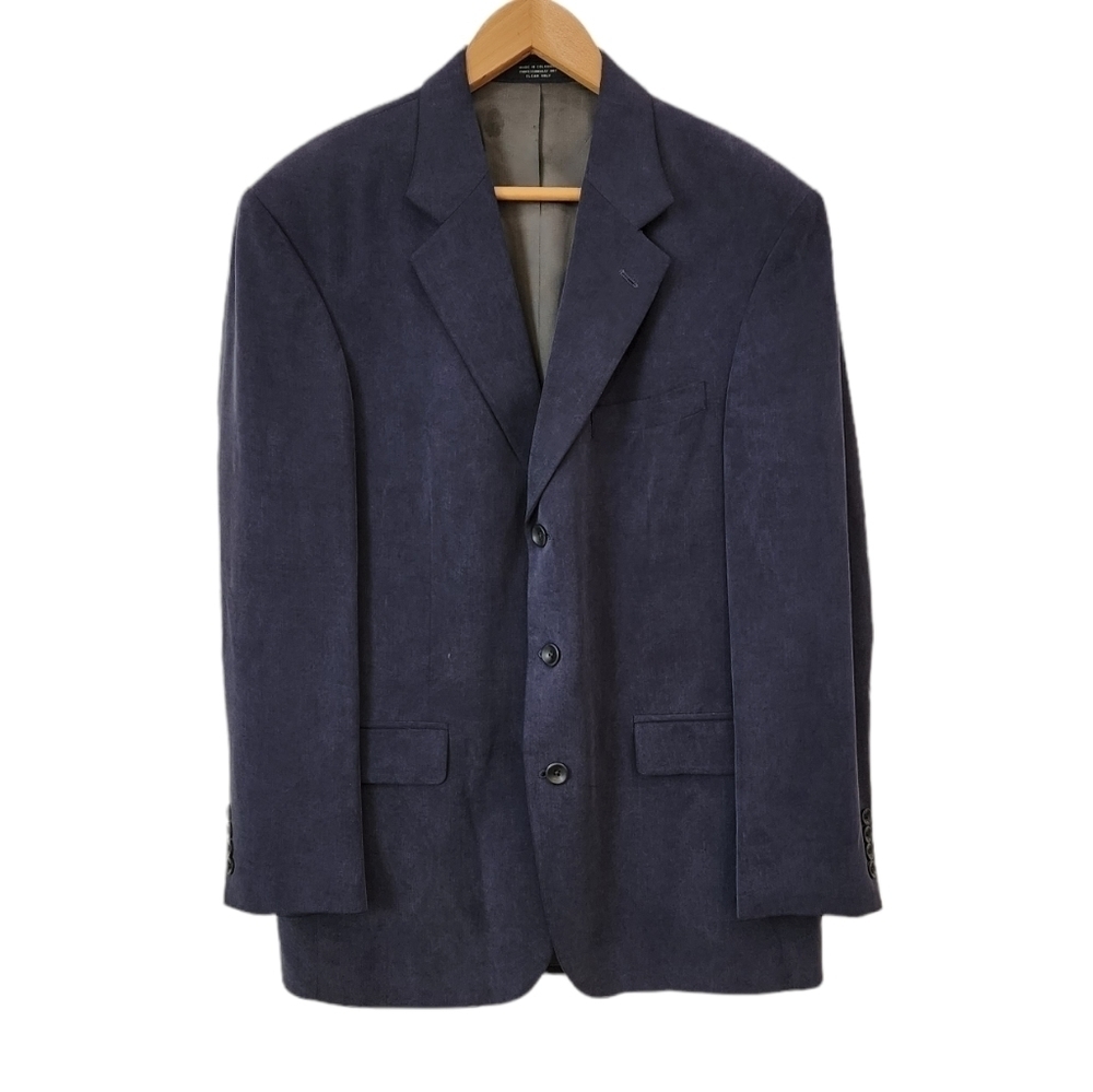 💜 Oscar de la renta Dark Blue Navy Blazer 40 R Business Designer - Picture 1 of 7